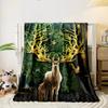 Golden Antler Deer Forest Blanket bedroom Blanket for Livingroom Couch lunch break Soft throw for Friend's festival Gift