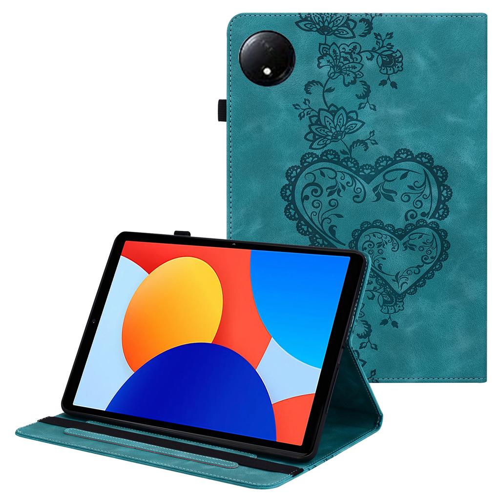 For Xiaomi Redmi Pad SE 4G 8.7 inch Leather Case Heart Imprint Foldable Stand Card Slot Stylus Holder Tablet Cover