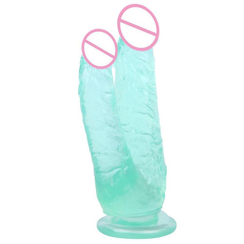 Double Dildos Female Masturbation Double Penetration Both Vagina and Anus Big Penis with Suction Cup Sex Toy Strap On Two Dildo