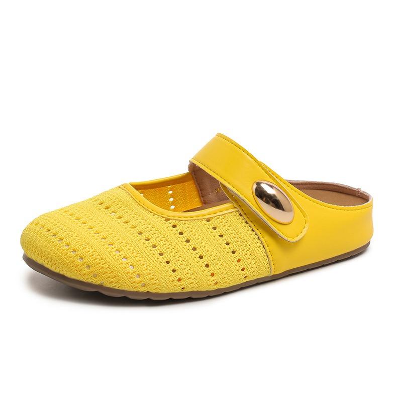 Thick bottom inner heightening bag head half slippers women's summer outer wear new hollow woven one-pedal sandals