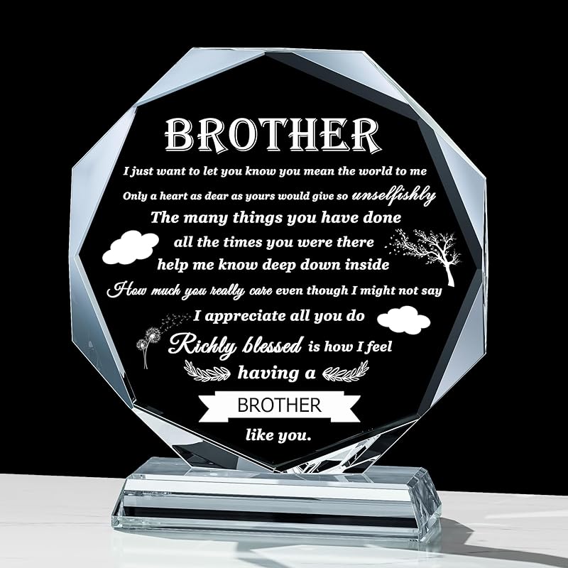 Gifts for Brother Crystal Brother Gifts From Sister Birthday Gifts for Brother Crystal Keepsake for Birthday Father's Day, Valentine’s Day, and