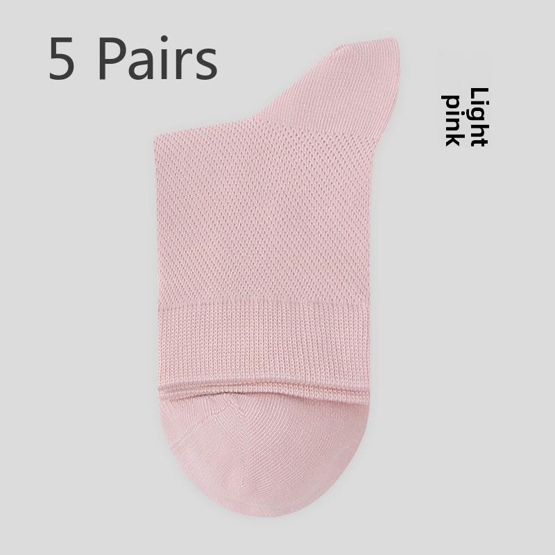 5 Pairs Mesh Summer Socks Short Tube Midtube Socks Mesh Breathable Antibacterial Summer Socks