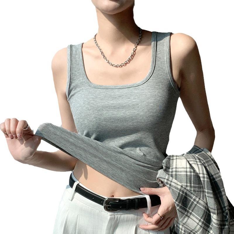 Spring and Summer New Wide Shoulder Vest Women's Large U-collar Base Vest with Small Vest Women's Sleeveless Vest