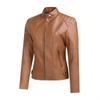 European & American Women's Vintage Leather Motorcycle Jacket - Fashionable Short Coat with Zipper
