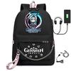 Harajuku Jugendliche Schultaschen Unisex Genshin Impact Reisetaschen USB-aufladbar Oxford Wasserdicht Notizbuch Schulterrucksäcke