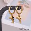 Gold Color Animal Pendant Earring Cute Sea Turtle Fish Tail Crab Stainless Steel Hoop Earrings for Women Men Accessories Jewelry