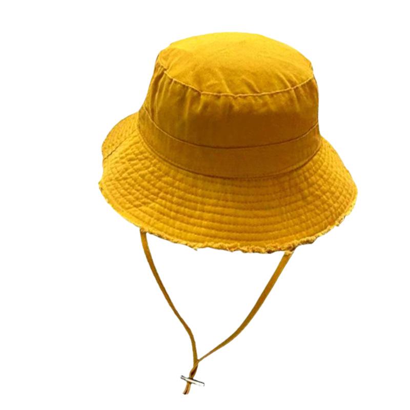 Japonský bavlněný klobouk typu bucket hat s raw hranou, jednobarevný, dámský barevný sluneční klobouk pro cestování a nakupování, sluneční clona, Panama klobouk