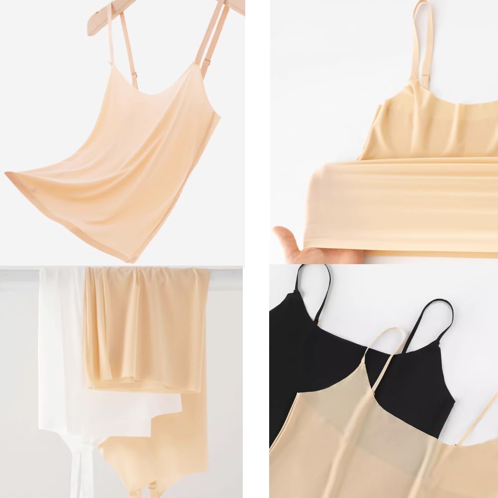 Cooling Slip Cool Ice Silk for Adjustable Shoulder Smooth To the Gentle On the Skin [Ekieta] 0.1mm Ultra-thin Sensation! Women, Camisole, Straps,