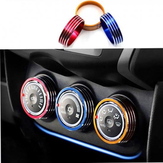 Aluminum 3-Color Central Console AC Knob Trim 3X For Mitsubishi Lancer EVO 07-17