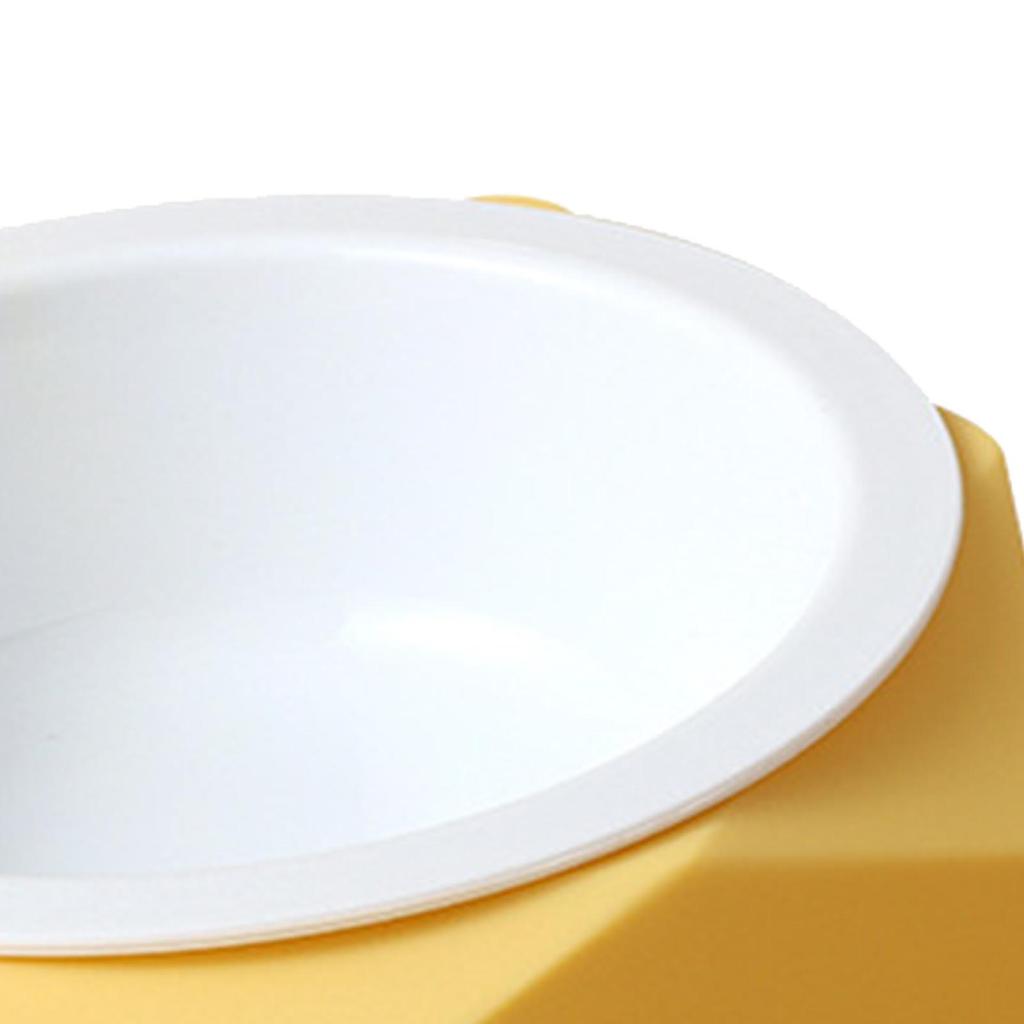Raised Cats Bowl Plastic Tilted Elevated Spill Proof Hexagonal Pet Food Bowl for Home Yellow
