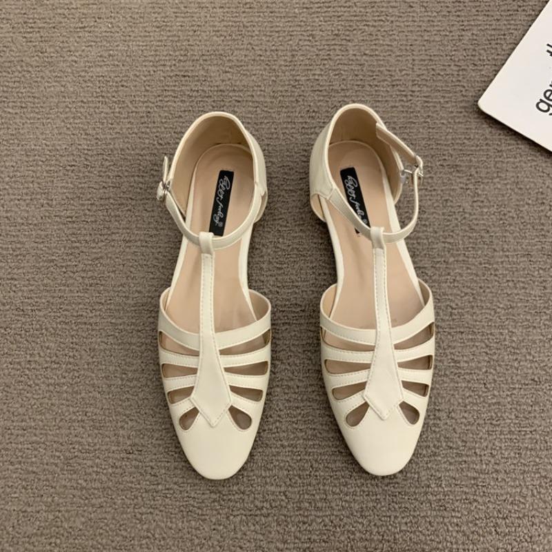 Low Sandals Woman Leather Low-heeled PU Hoof Heels Rome Rubber Fabric Slides Low Sandals Woman Leather Low-heeled Fabric Rome PU