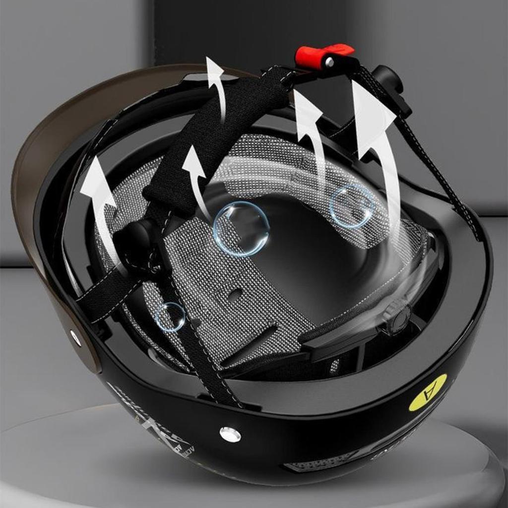 Motorcycle Half Helmet Open Helmet With Sun Visor Quick Release Motorcycle Head Gear For Men Cycling Scooter Skateboard Cruiser