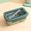 Nordic-Style Stainless Steel Lunch Box with Compartments, Fork, and Spoon - Microwave Safe