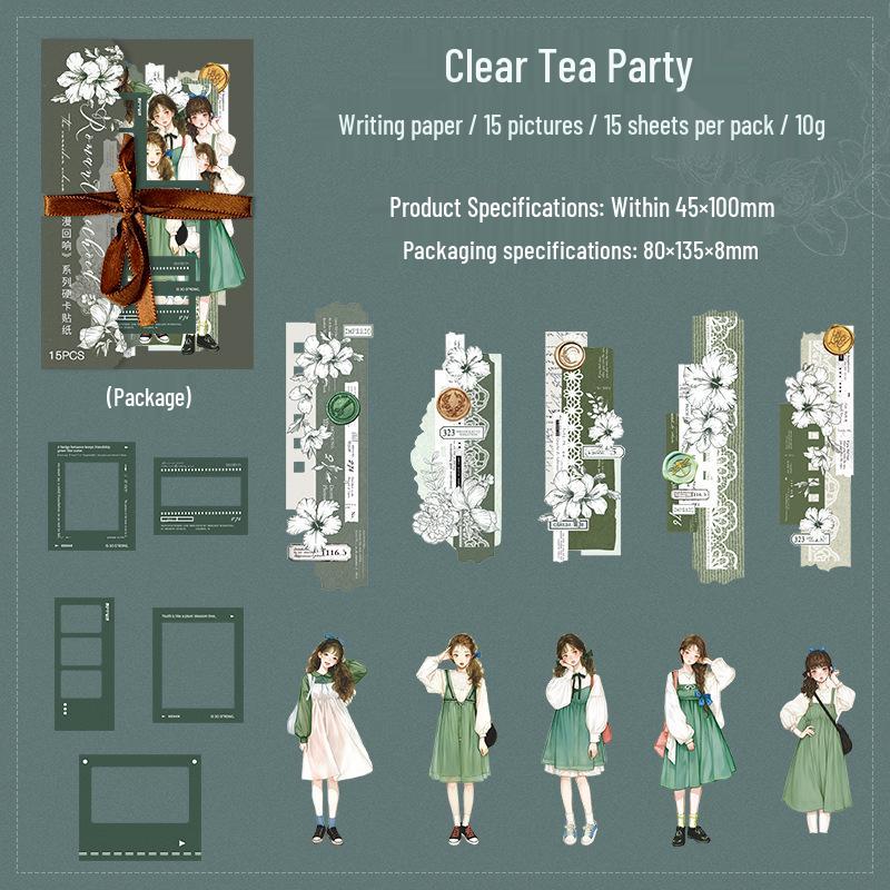 Romantic Echo: Floral Long Strip Collage Stickers - No Primer Needed
