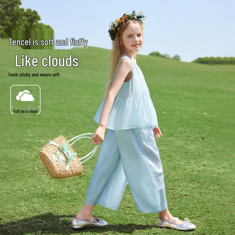 ASK JUNIOR Girls  Summer Relaxed Tencel Sleeveless Set 120