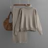 Knitted Suit Women's New Autumn and Winter New Solid Color Turtleneck Sweater Half-body Hip Skirt Two-piece Set