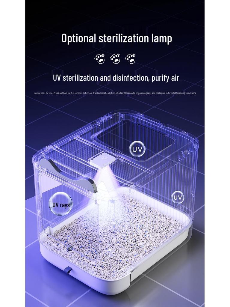 Extra velký skládací uzavřený kočičí záchod s deodorizérem a zásuvkou proti rozstřiku