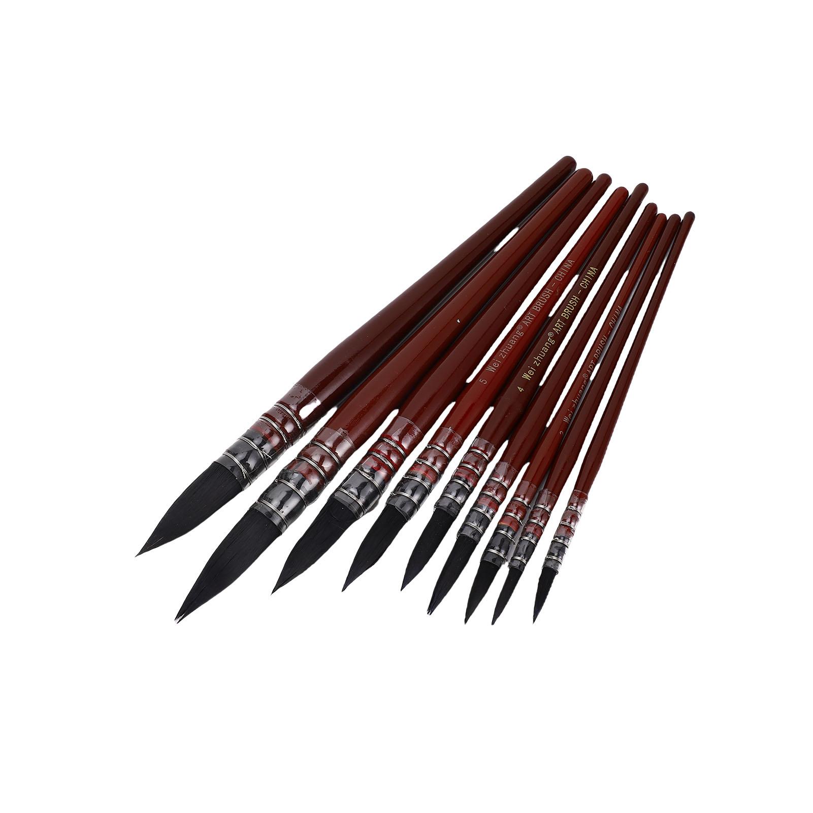 

9PCS Watercolor Paint Brushes Wooden Handle Round Tip Painting Brush Set with Protective Sleeves