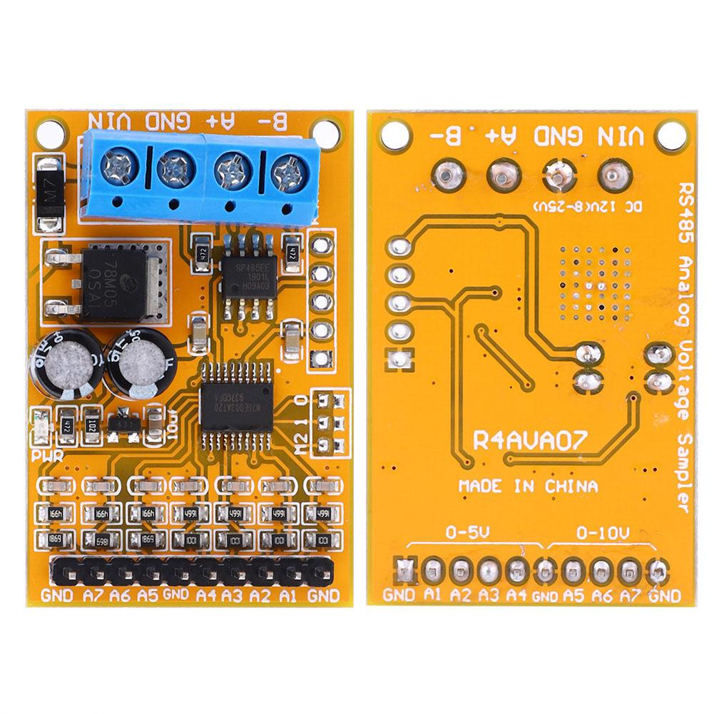 R4AVA07 7 Channel RS485 Voltage Analog Collector ADC Modbus RTU 03 06 Function Code