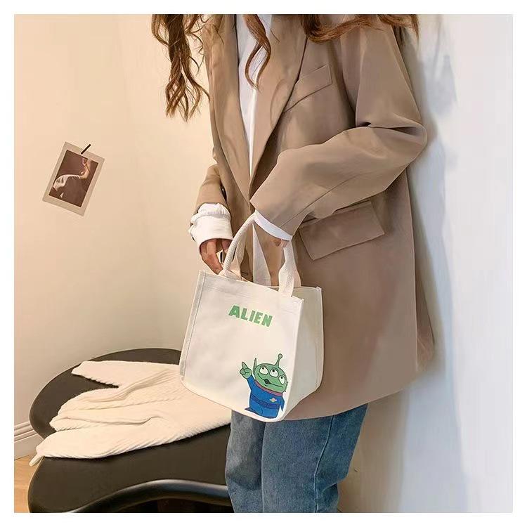 Women's Small Canvas Tote: Japanese & Korean Style Lunch & Handbag for Work or School