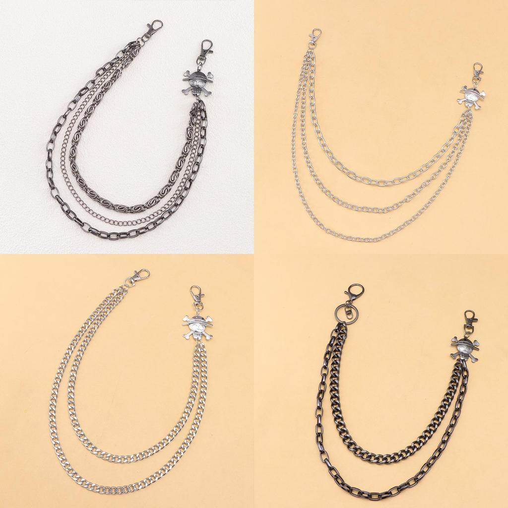 Pirate Skull Metal Waist Chain With Double Layer Chains For Men And Women