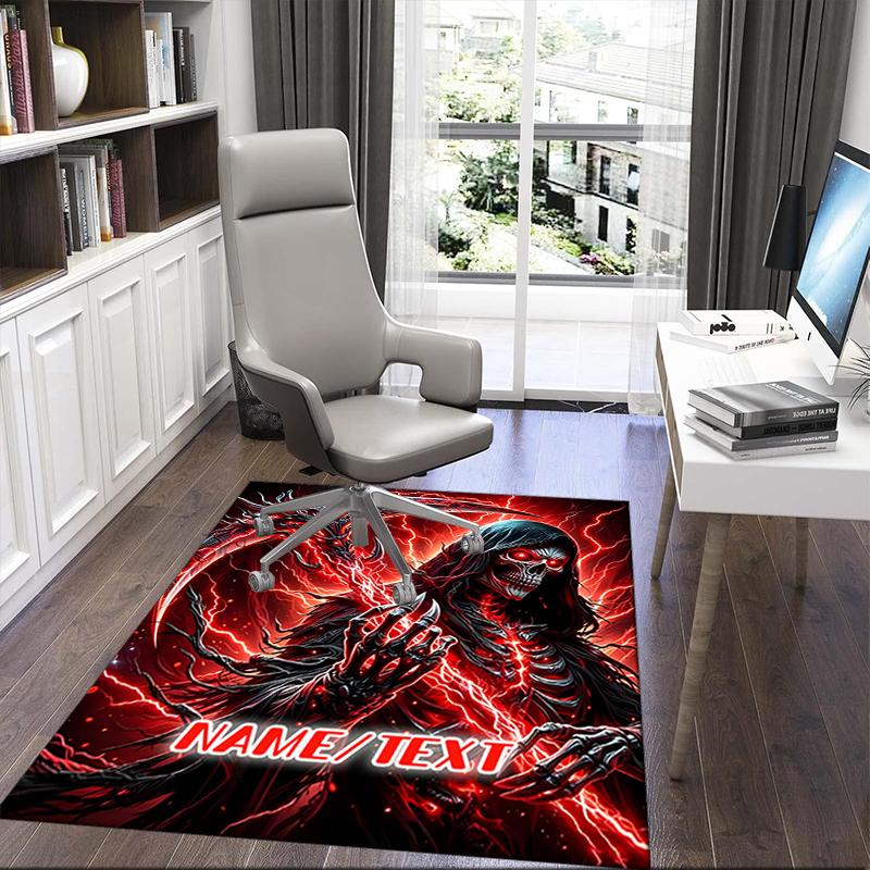 1PC Custom Name "Dark Reaper's Strike" Theme Floor Mat Ideal for Living Room, Game Rooms, Office, Bedroom,Floor Mat Playful Design