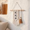 Bohemian Wall Tapestry, Blue Evil Eye Braided Tapestry, Knotted Cotton Rope Tapestry for Home Nursery Bedroom Living Room Wall Decor
