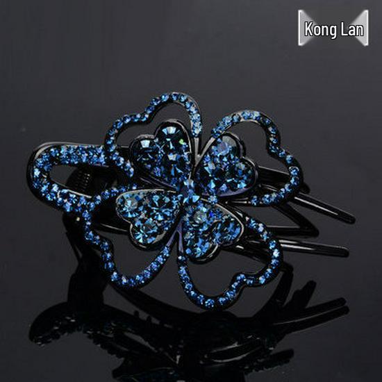Korean Rhinestone Duckbill Hair Clip for Women - Large Floral Headdress Bun Clip Natural