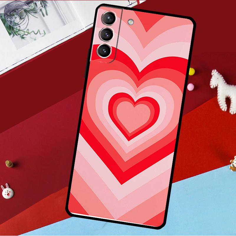 Latte Love Groovy Coffee Heart Pink Funda For Samsung Galaxy S26 S25 S24 S21 S22 S20 Ultra S9 S10 Plus S23 FE S25 FE Phone Case