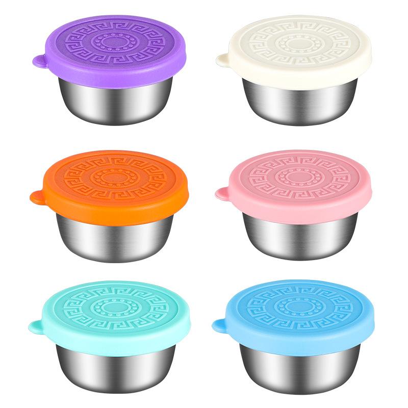 6pcs/set Salad Dressing Container with Lids Leakproof Dipping Sauce Cups Reusable Salad Dressing Container Portable Storage Box