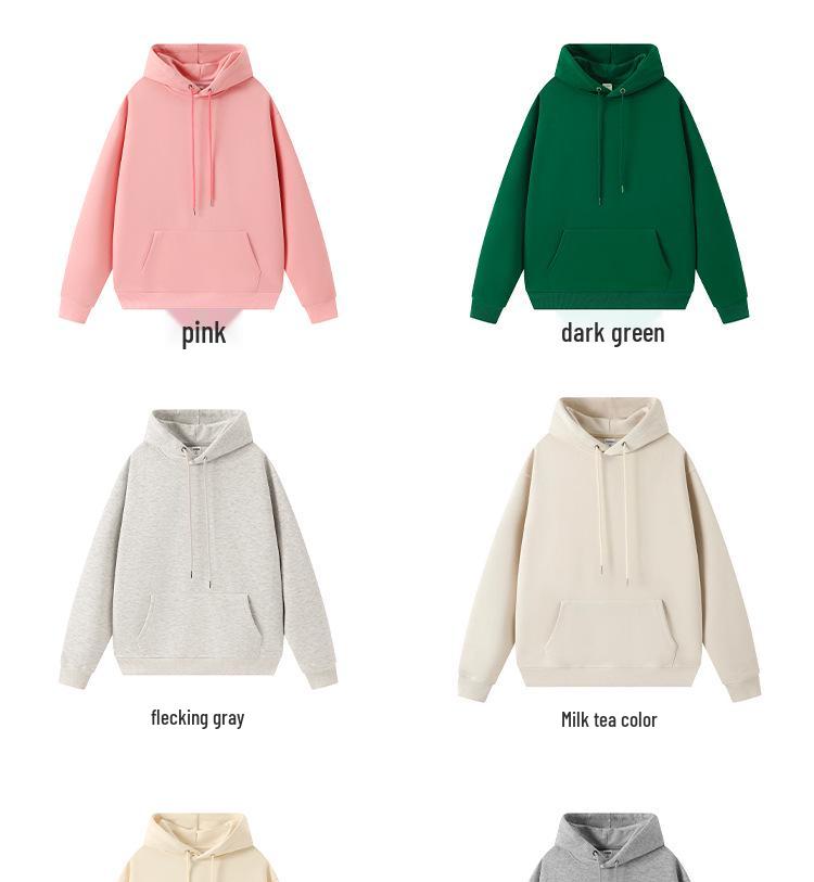Men's and Women's Warm Cotton Hooded Sweatshirt - Plain Color, Loose Fit, Autumn Winter Style