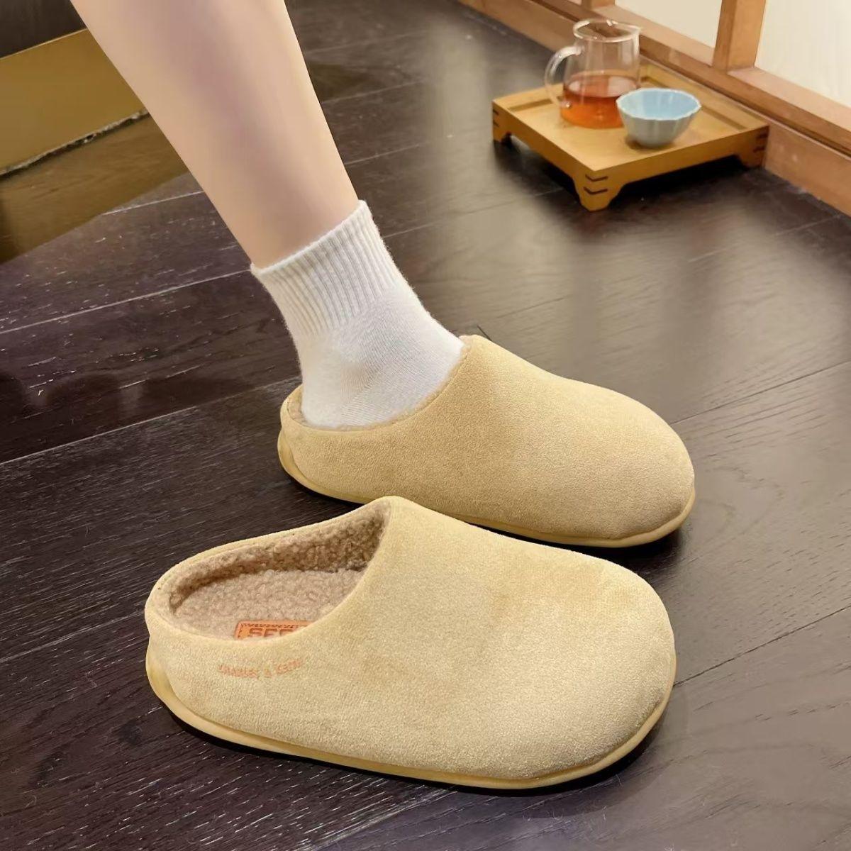 Осень и зима ретро замшевые маленькие картофельные женские плюшевые туфли на толстой подошве носят уродливые и милые большеголовые хлопковые туфли 35 3098₽