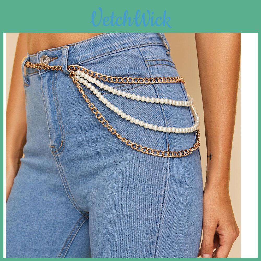 Elegant Pearl Metal Belt Chain For Women With Adjustable Length For Spring And Fall