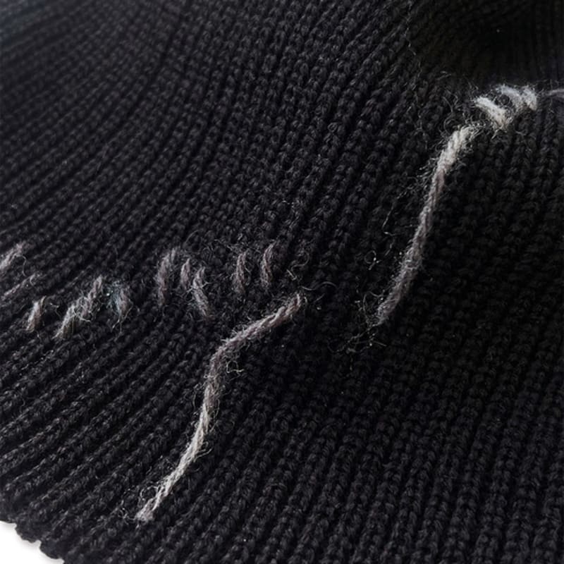 NOUGHT Wave Hand Stitch Detail Beanie / Black