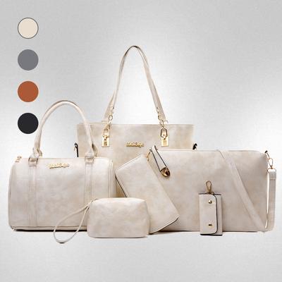 Fashion New Trendy Six-piece Set, Mother and Child Bag, Portable Shoulder Bag, Messenger Bag, Women's Solid Color Big Bag