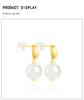 S925 Silver Hotan White Jade Round Bead Earrings for Women - Simple, Luxurious Design
