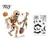 Spooky Party Glass Decor Halloween Window Clings, Pumpkins Skeletons Ghosts And Bats Print Decorative Clings Decals, Electrostatic PVC Static