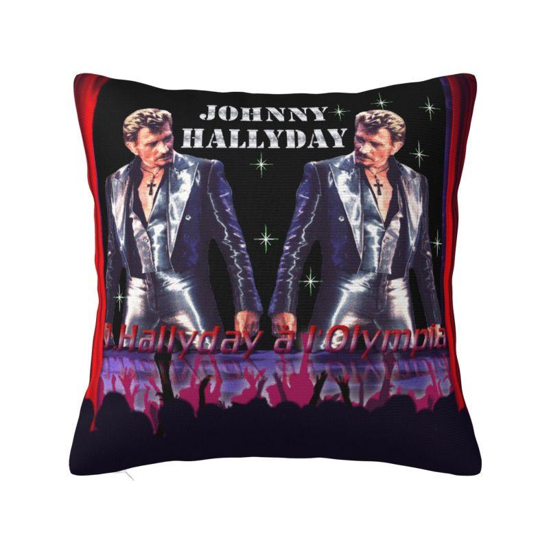 French Rock Music Johnny Hallyday Cushion Cover Polyester Throw Pillow Case Living Room Decoration Bedding Sofa Pillowcase