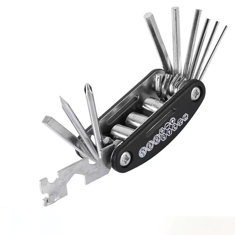 1pc 16 In 1 Bike Bicycle Multi Repair Tool Set Kit Hex Spoke Cycle Screwdriver Tool Wrench Mountain Cycle Tool Sets Black