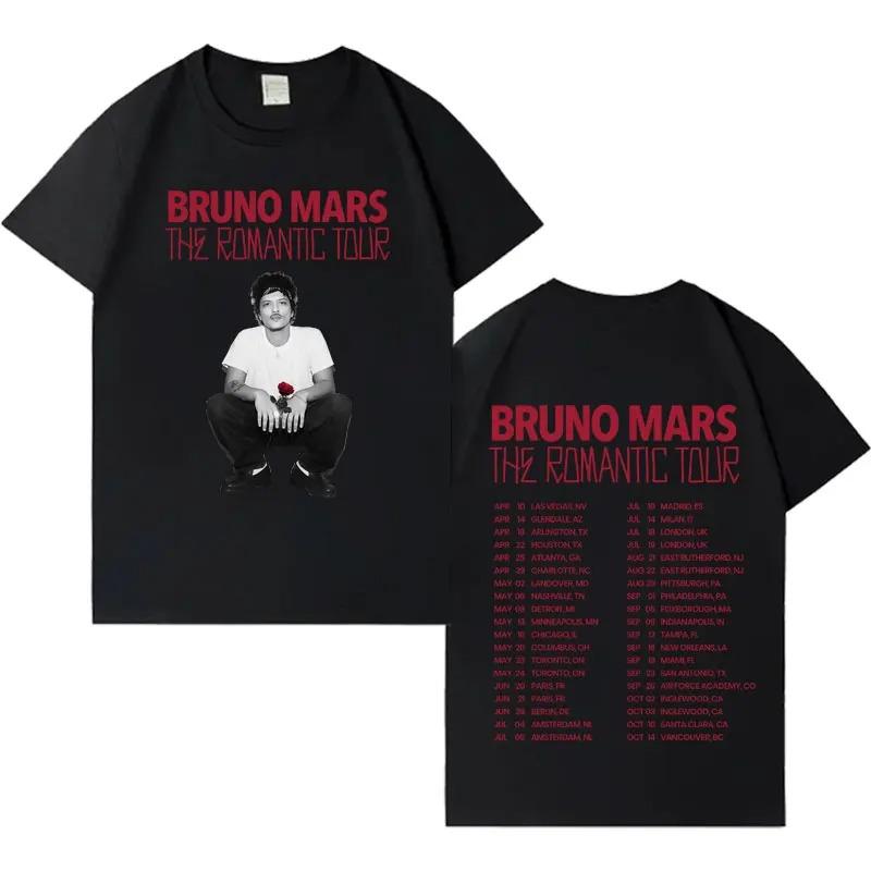 Bruno Mars "The Romantic Tour" Oversized T-Shirt, Unisex Pop R&B Concert Merch Tee, 100% Cotton Casual Short Sleeve Top