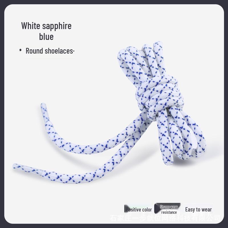 Černé a bílé diagonálně tečkované silné kulaté tkaničky do bot pro turistiku/běh