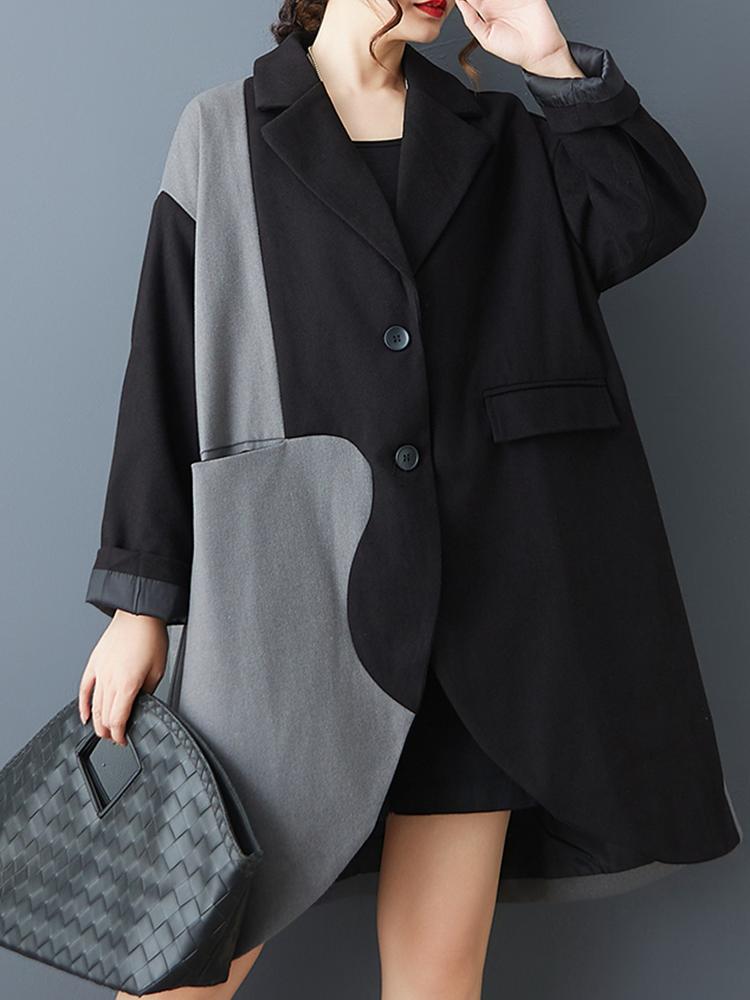 XITAO Female Patchwork A-line Loose Coat GJ1247