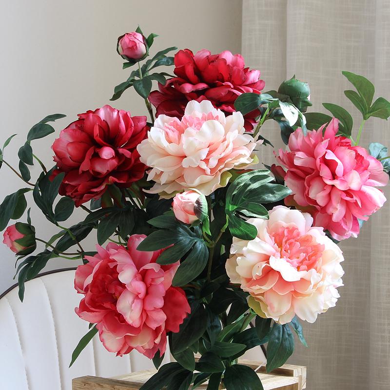 Artificial Peony Silk Flower Arrangement for Living Room and Dining Table Decor