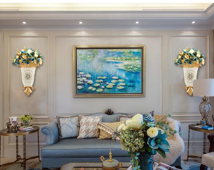 Luksusowe wiszące na ścianę wazony z żywicy z diamentami, doniczki na sztuczne kwiaty, rękodzieło, dekoracje na ścianę tła telewizora w salonie