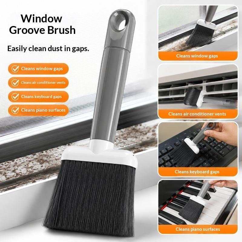Handheld Soft Bristle Dusting Brush Multi-functional Gap Cleaning Tool with Hanging Hole for Window Sill Baseboard Drawer Track Cleaning