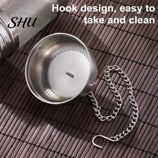 Mesh Tea Brewer with Lid Strainer Stainless Steel Infuser Fine Easy-open Sieve Ball Chain Hook for Loose Leaf Spices Reliable Filter