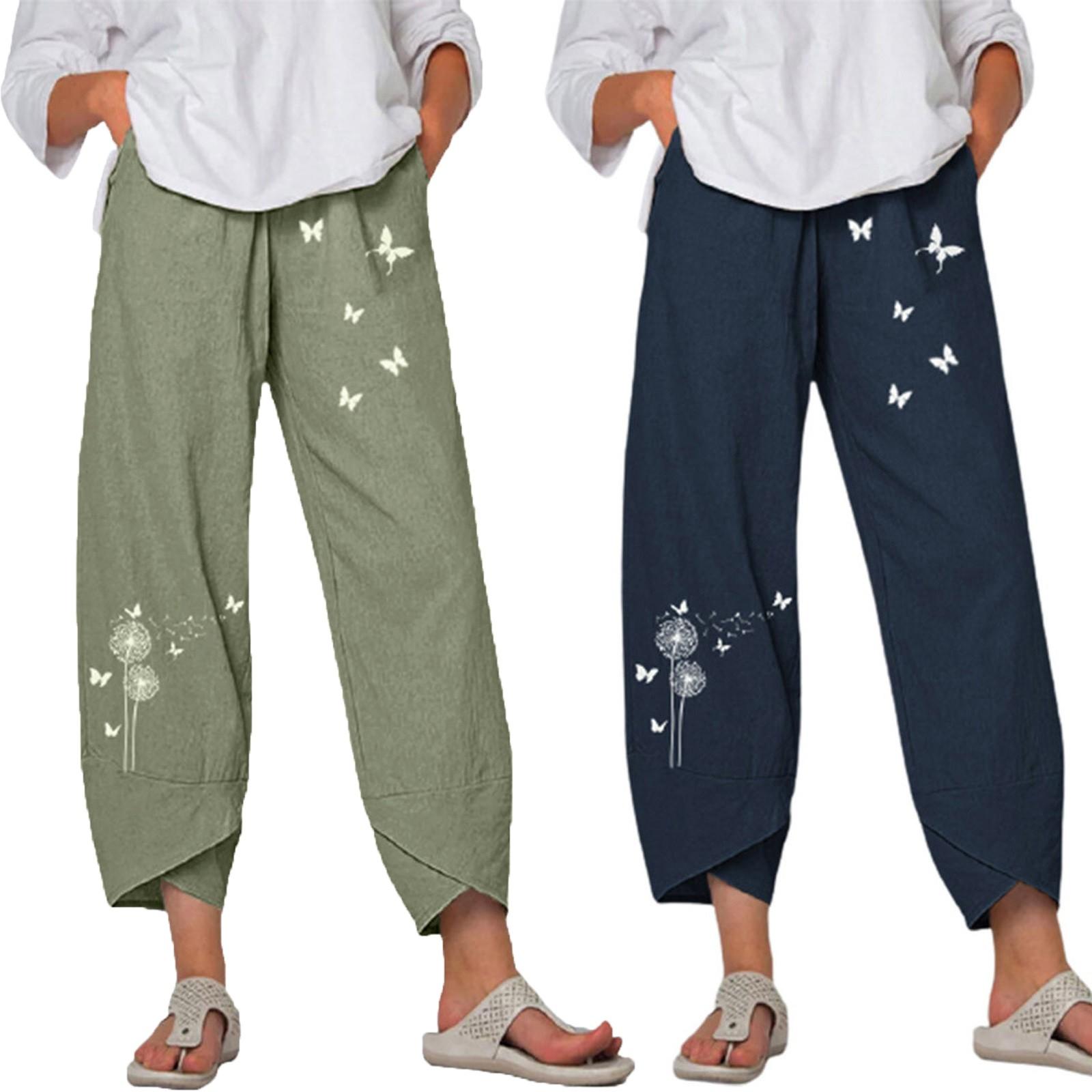 

Спортивные штаны для женщин Boho Брюки Карманные Мешковатые Повседневные штаны XL хаки