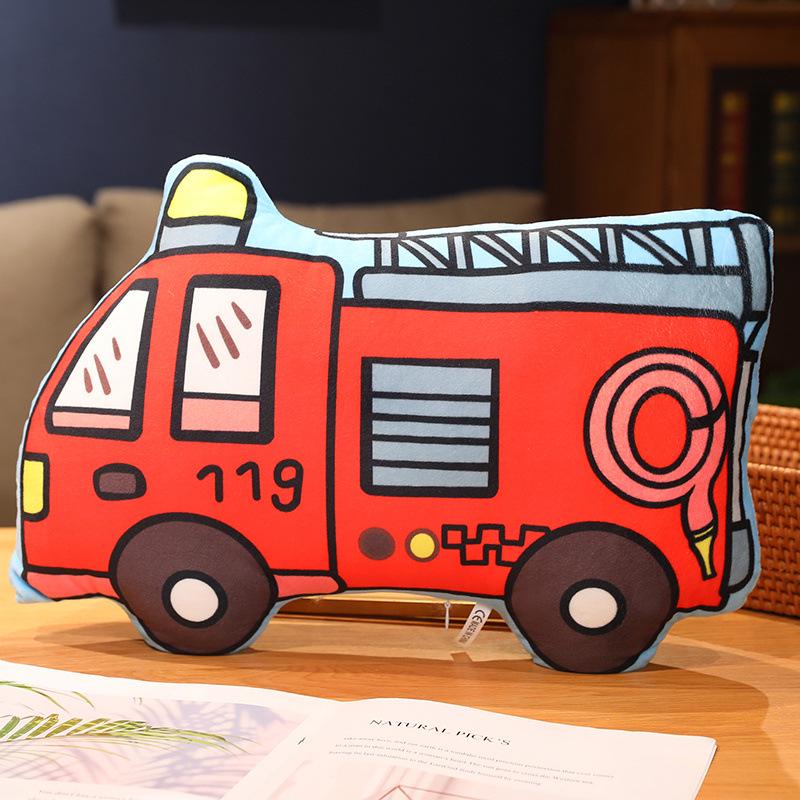 Leuk Pluche Cartoon Voertuig Kussen - Spannend Graafmachine, Auto & Vliegtuig Ontwerp voor Vroege Educatie van Kinderen