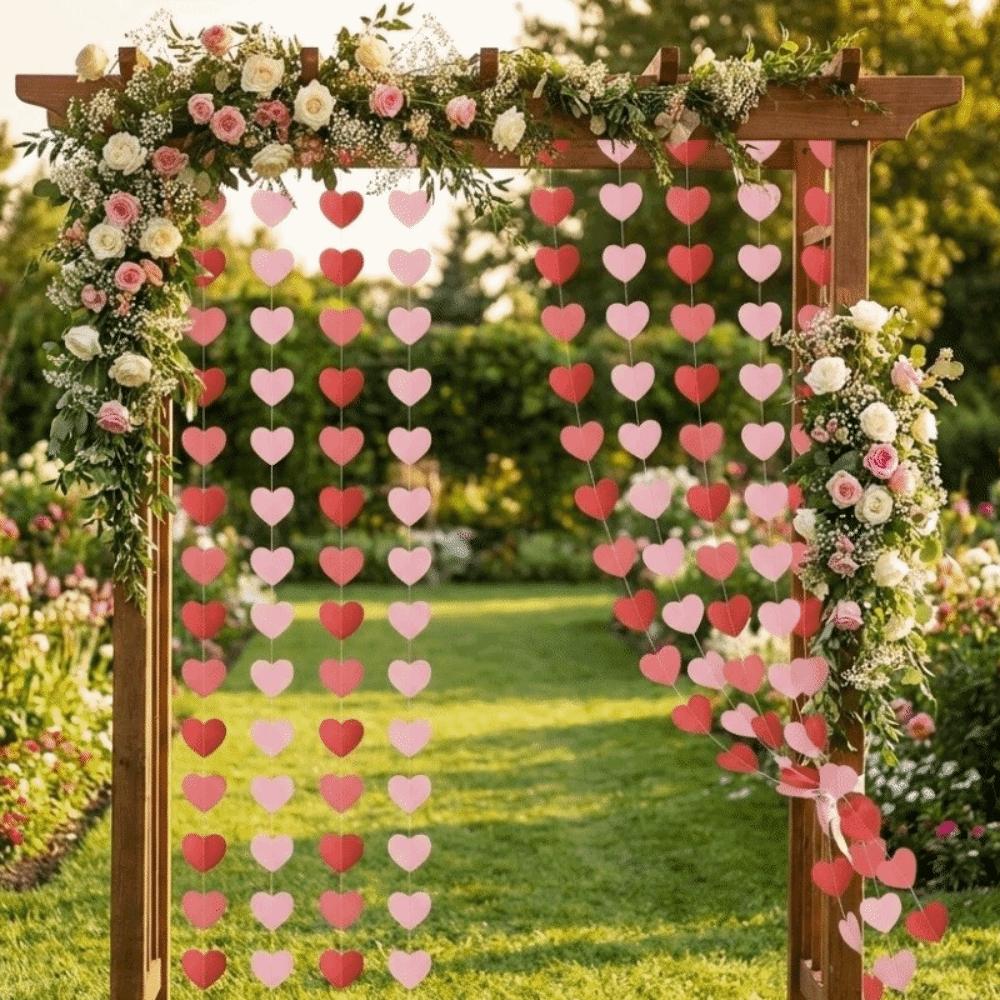 2m 6.5ft Heart String Romantic Valentines Day Decoration Hanging Love Streamer Birthday Party