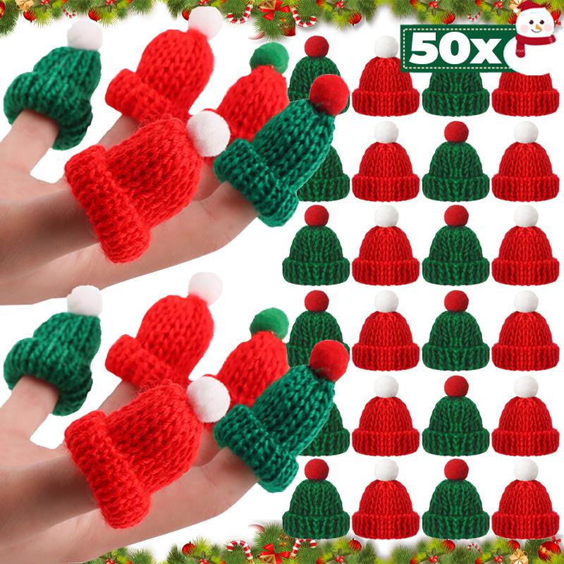 5/50Sets Mini Knitting Scarf Wine Bottle Decor Christmas Party Tabletop Dinner DIY Decorative Ornaments Mini Santa Hats Scarf